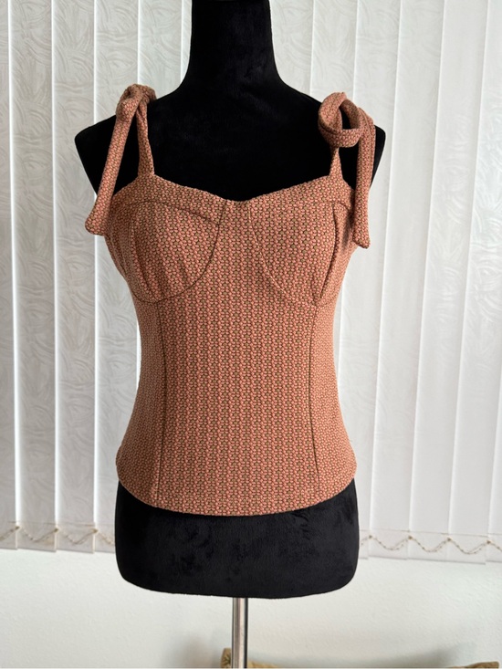 Free People Tops - Free People Textured Tie Strap Bustier Tank Top Pink Size Medium